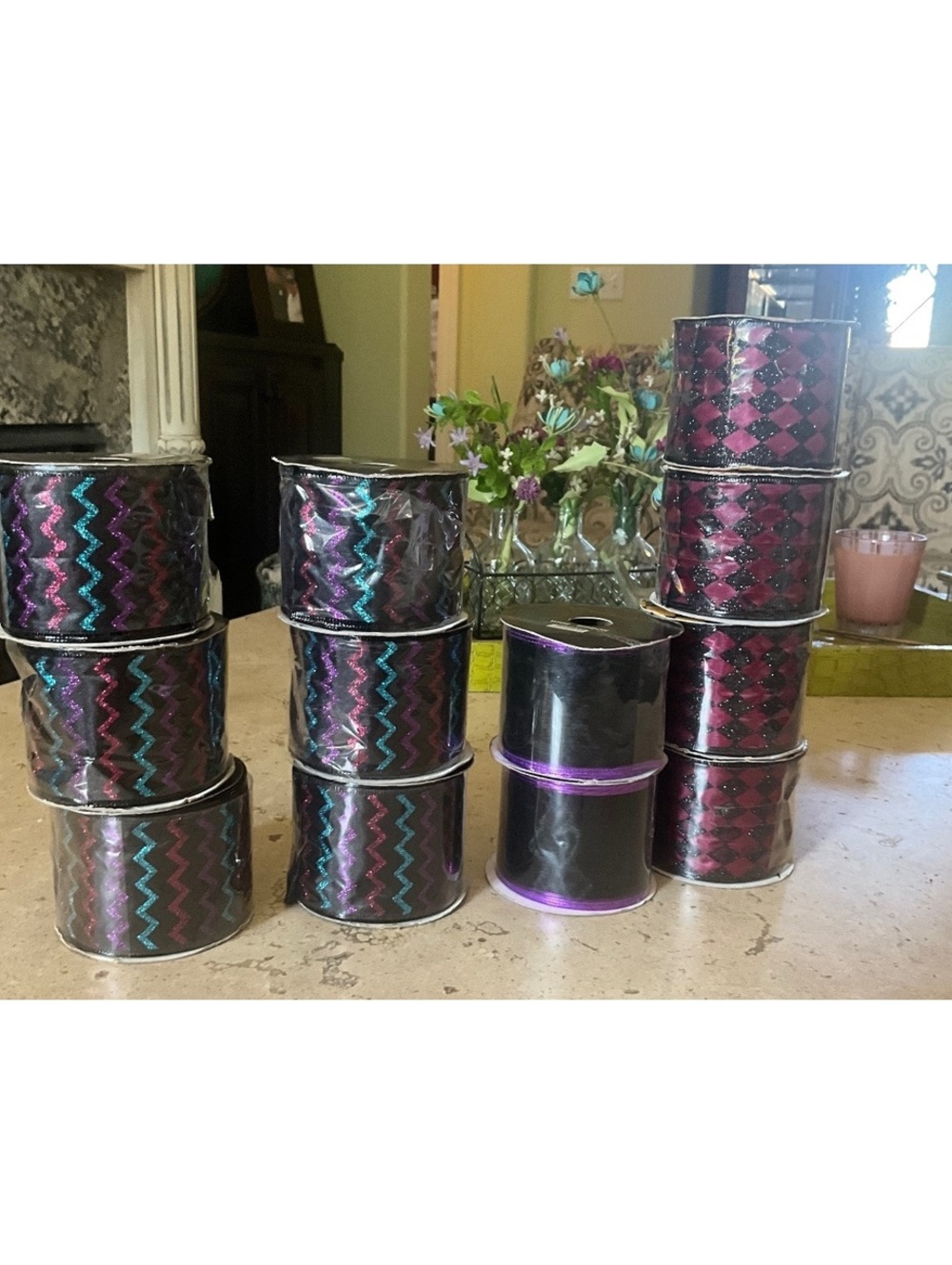12 Rolls Halloween Wired 2.5" Ribbon